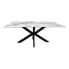 Table Bethan pakoworld sintered stone-metal white marble look-black 180x90x75cm