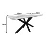 Table Bethan pakoworld sintered stone-metal white marble look-black 180x90x75cm