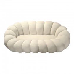 Sofa Embrace pakoworld boucle fabric in beige shade 180x105x65cm