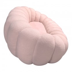 Sofa Embrace pakoworld boucle fabric in pink shade 180x105x65cm