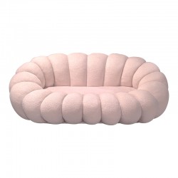 Sofa Embrace pakoworld boucle fabric in pink shade 180x105x65cm