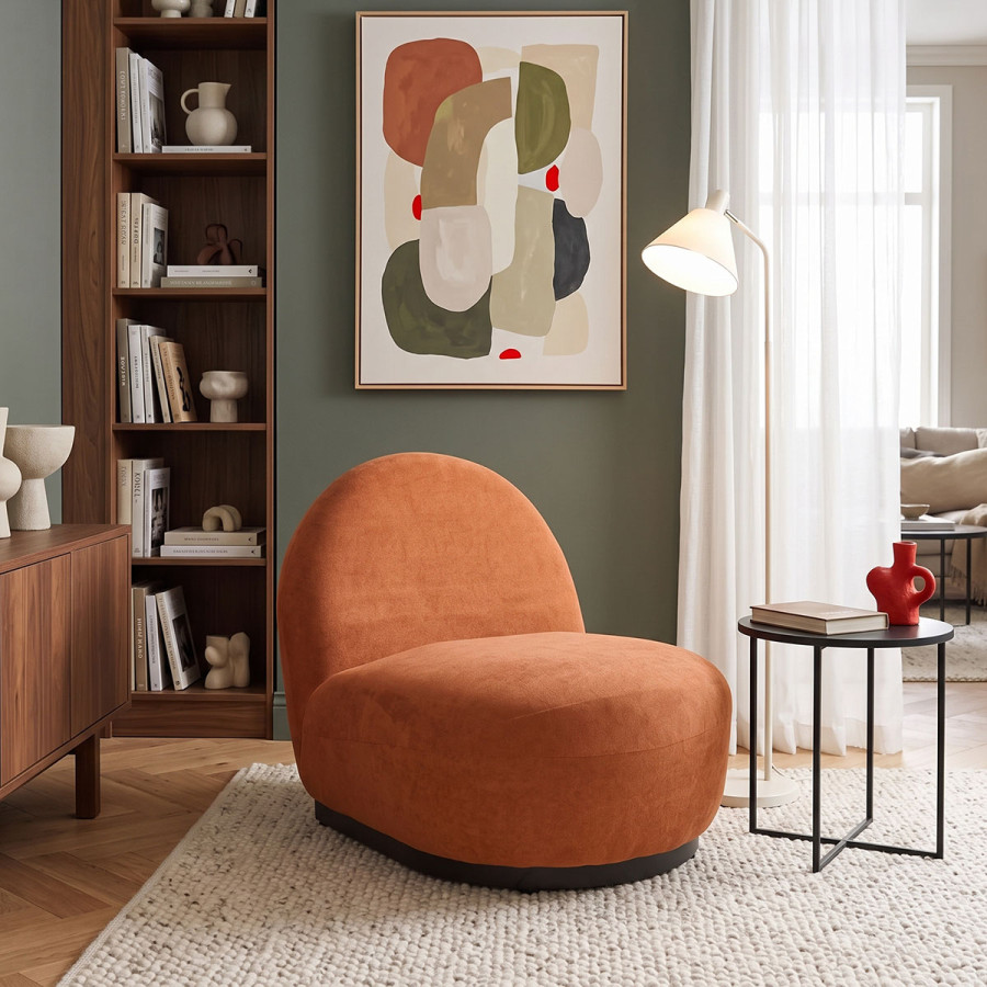 Πολυθρόνα Zenny pakoworld υφασμα terracotta 64x85x68εκ