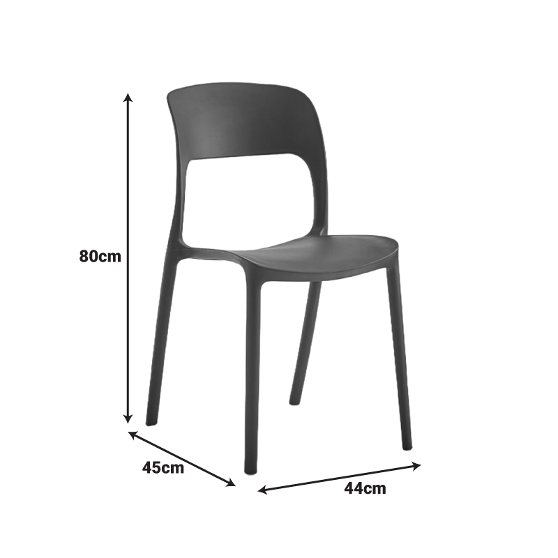 Zanna pakoworld stackable pp chair in black shade 44x45x80cm