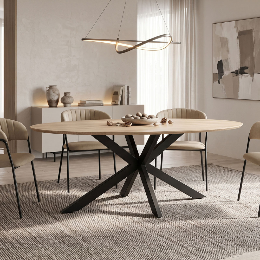 Τραπέζι Makrey pakoworld sonoma mdf- μαύρα μεταλλικά πόδια 180x90x75εκ