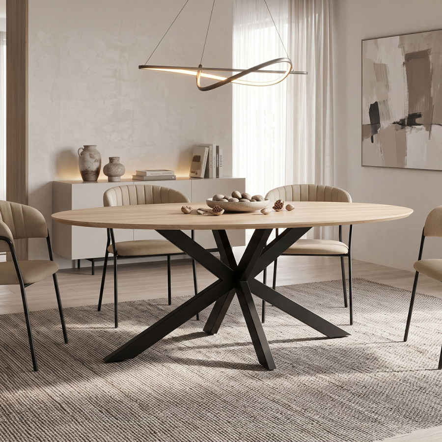 Τραπέζι Makrey pakoworld sonoma mdf- μαύρα μεταλλικά πόδια 180x90x75εκ
