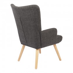 Armchair Gerlina pakoworld dark grey fabric and legs in natural color 71x64x94cm