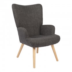 Armchair Gerlina pakoworld dark grey fabric and legs in natural color 71x64x94cm