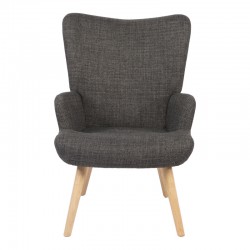 Armchair Gerlina pakoworld dark grey fabric and legs in natural color 71x64x94cm