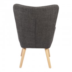 Armchair Gerlina pakoworld dark grey fabric and legs in natural color 71x64x94cm