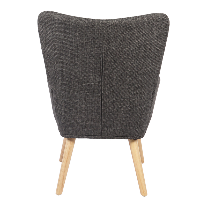 Armchair Gerlina pakoworld dark grey fabric and legs in natural color 71x64x94cm