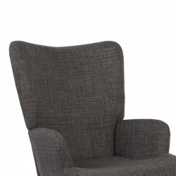Armchair Gerlina pakoworld dark grey fabric and legs in natural color 71x64x94cm