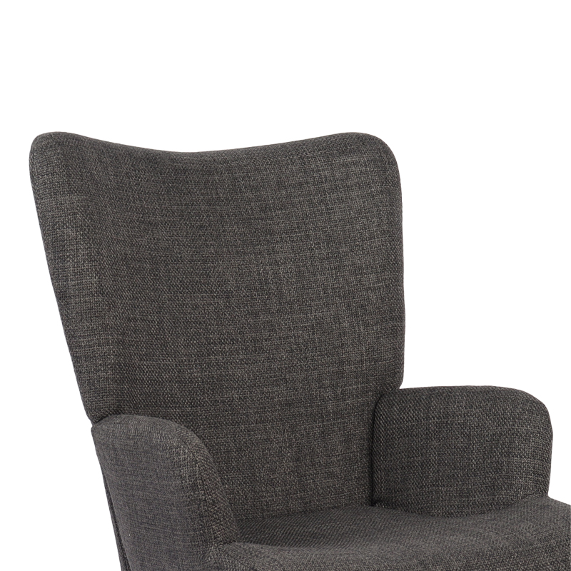 Armchair Gerlina pakoworld dark grey fabric and legs in natural color 71x64x94cm