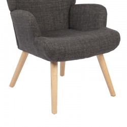 Armchair Gerlina pakoworld dark grey fabric and legs in natural color 71x64x94cm