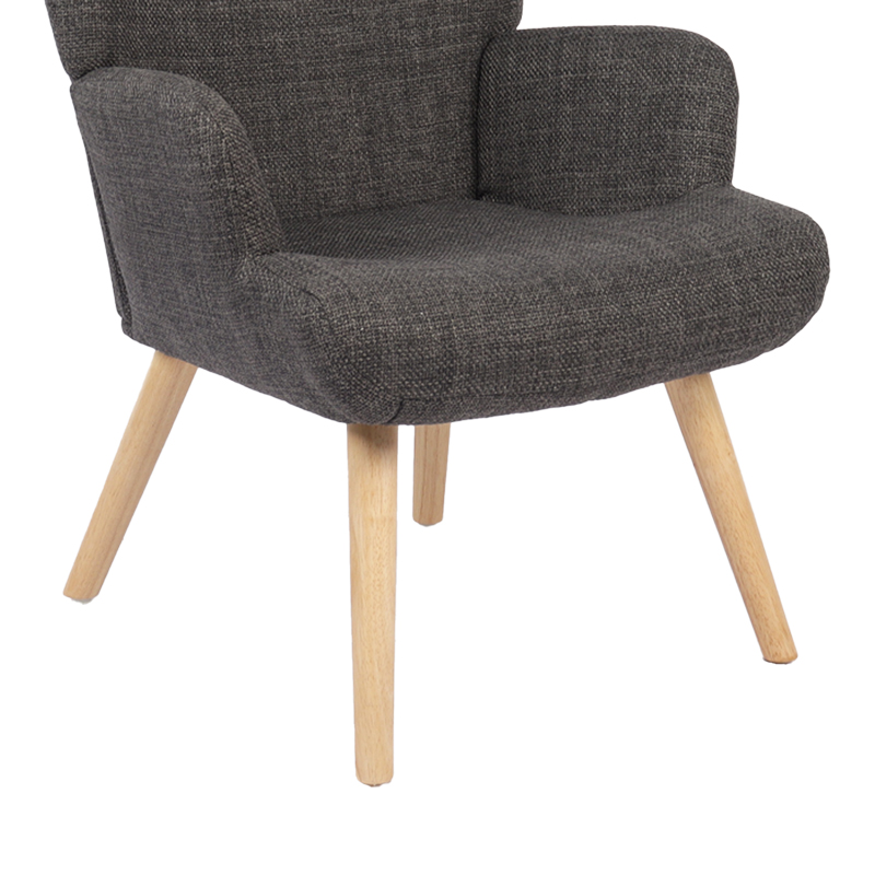 Armchair Gerlina pakoworld dark grey fabric and legs in natural color 71x64x94cm