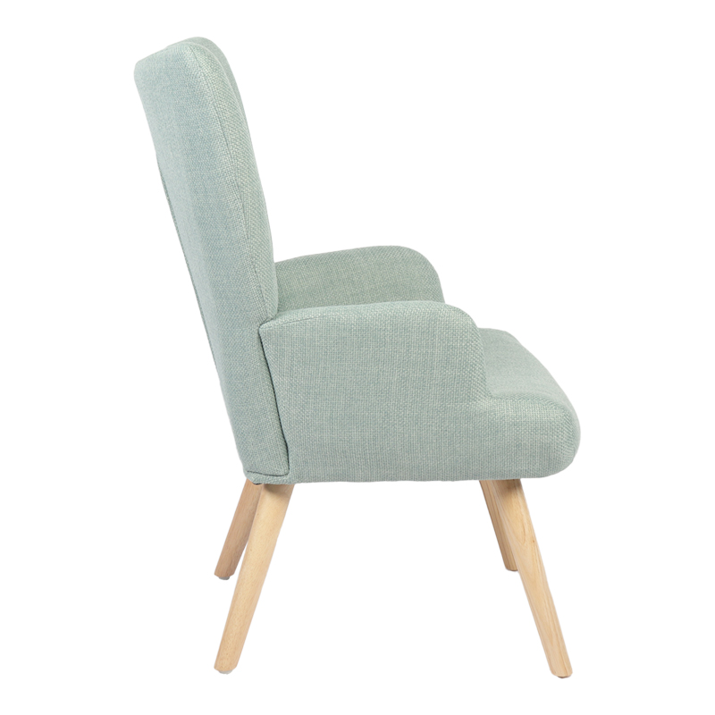 Armchair Gerlina pakoworld mint  fabric and legs in natural color 71x64x94cm