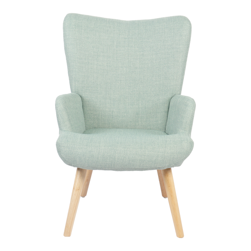 Armchair Gerlina pakoworld mint  fabric and legs in natural color 71x64x94cm