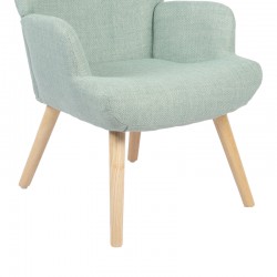 Armchair Gerlina pakoworld mint  fabric and legs in natural color 71x64x94cm