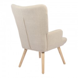 Armchair Gerlina pakoworld cream fabric and legs in natural color 71x64x94cm
