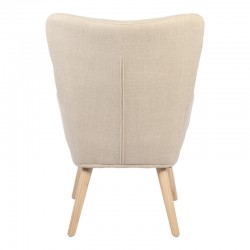 Armchair Gerlina pakoworld cream fabric and legs in natural color 71x64x94cm