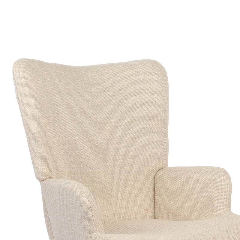 Armchair Gerlina pakoworld cream fabric and legs in natural color 71x64x94cm