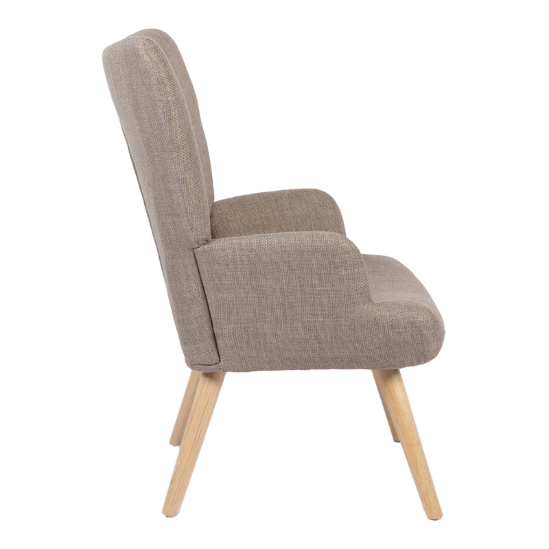 Armchair Gerlina pakoworld grey-beige fabric and legs in natural color 71x64x94cm