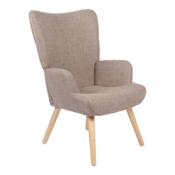Armchair Gerlina pakoworld grey-beige fabric and legs in natural color 71x64x94cm