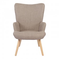 Armchair Gerlina pakoworld grey-beige fabric and legs in natural color 71x64x94cm