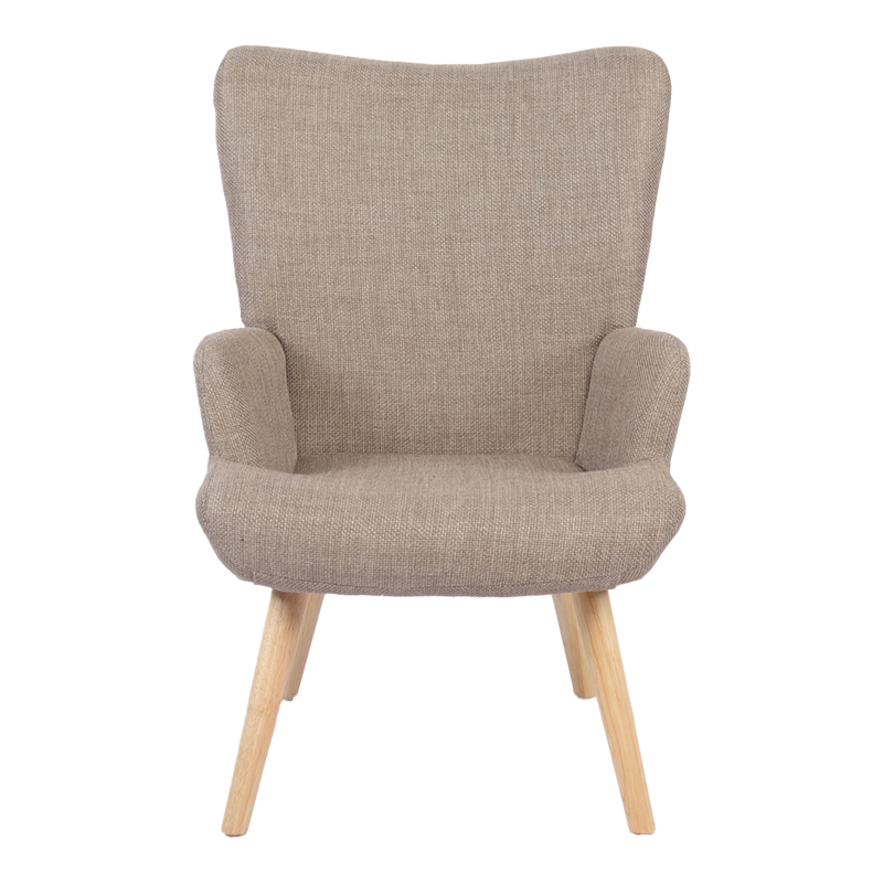 Armchair Gerlina pakoworld grey-beige fabric and legs in natural color 71x64x94cm
