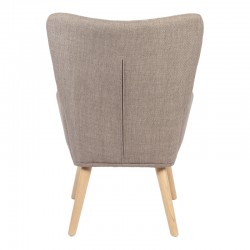 Armchair Gerlina pakoworld grey-beige fabric and legs in natural color 71x64x94cm