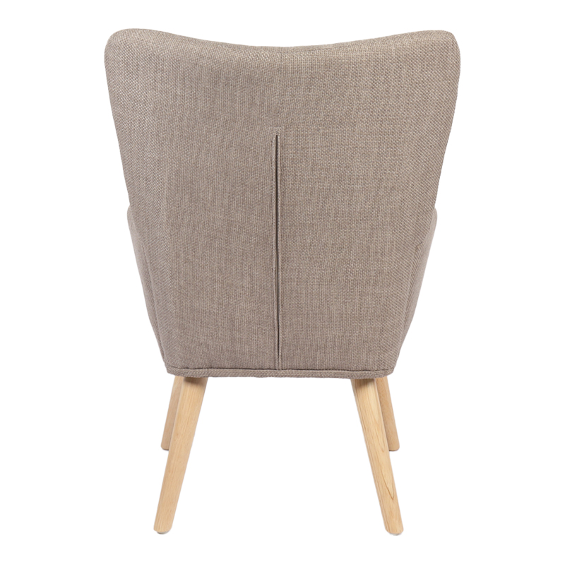 Armchair Gerlina pakoworld grey-beige fabric and legs in natural color 71x64x94cm