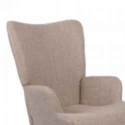 Armchair Gerlina pakoworld grey-beige fabric and legs in natural color 71x64x94cm