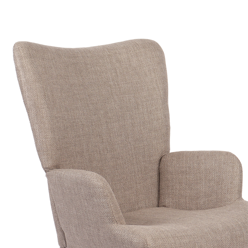 Armchair Gerlina pakoworld grey-beige fabric and legs in natural color 71x64x94cm