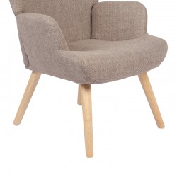 Armchair Gerlina pakoworld grey-beige fabric and legs in natural color 71x64x94cm