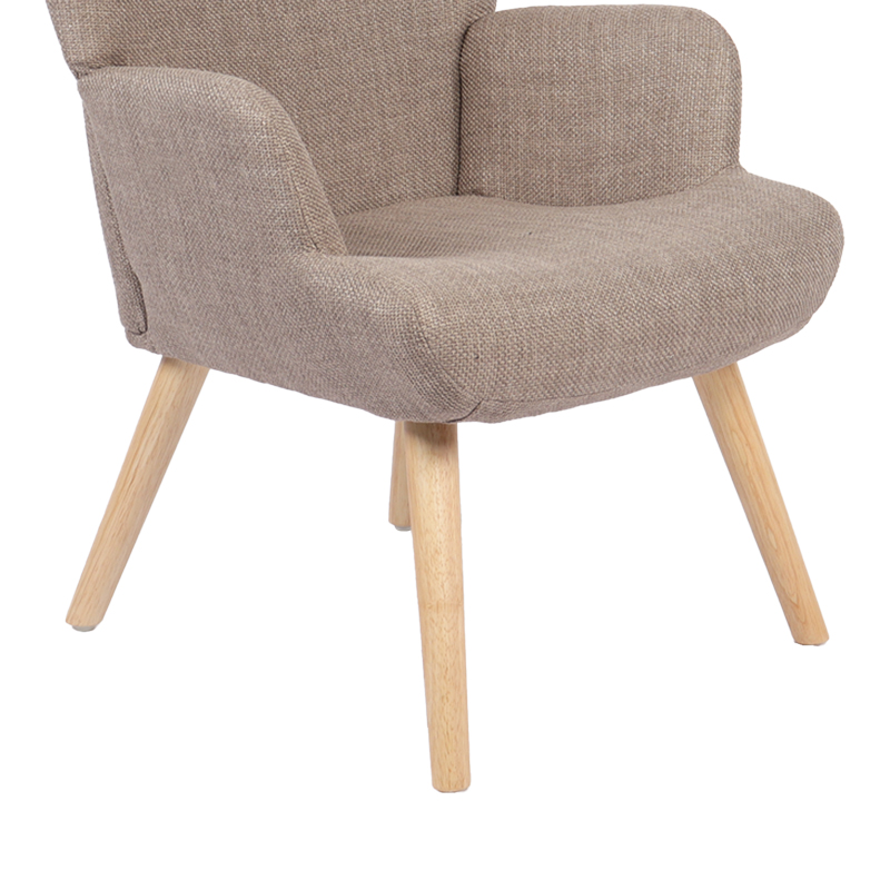 Armchair Gerlina pakoworld grey-beige fabric and legs in natural color 71x64x94cm
