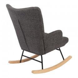 Rotating armchair Jianna pakoworld dark grey fabric and legs in natural color 79x64x89cm