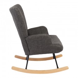 Rotating armchair Jianna pakoworld dark grey fabric and legs in natural color 79x64x89cm