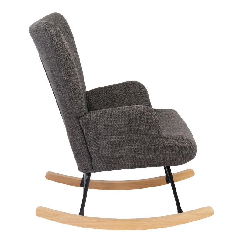 Rotating armchair Jianna pakoworld dark grey fabric and legs in natural color 79x64x89cm