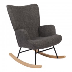 Rotating armchair Jianna pakoworld dark grey fabric and legs in natural color 79x64x89cm