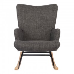 Rotating armchair Jianna pakoworld dark grey fabric and legs in natural color 79x64x89cm
