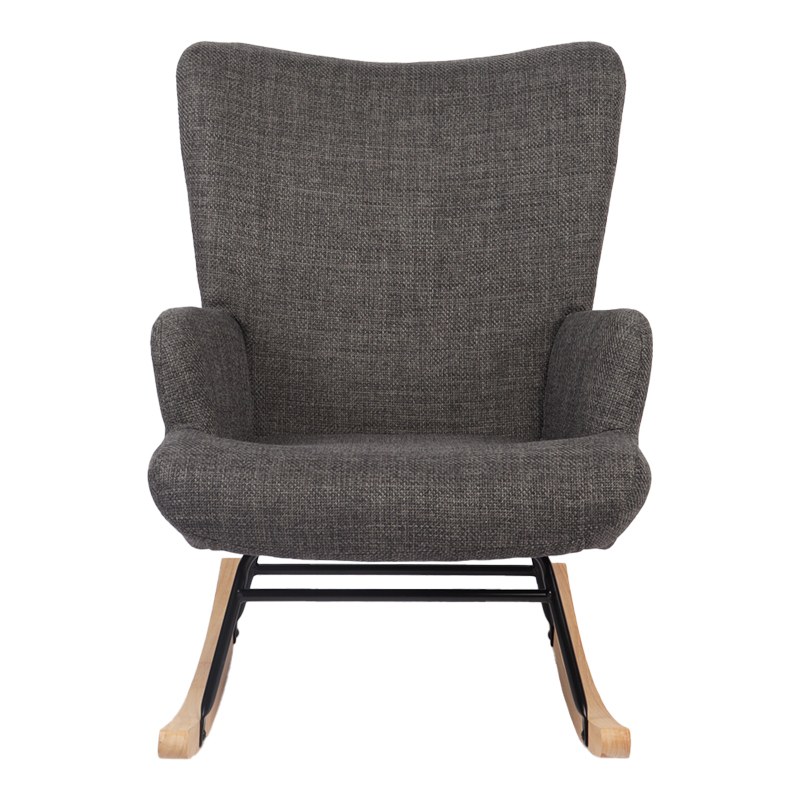 Rotating armchair Jianna pakoworld dark grey fabric and legs in natural color 79x64x89cm