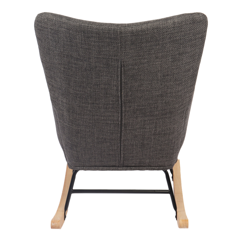 Rotating armchair Jianna pakoworld dark grey fabric and legs in natural color 79x64x89cm