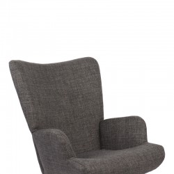 Rotating armchair Jianna pakoworld dark grey fabric and legs in natural color 79x64x89cm