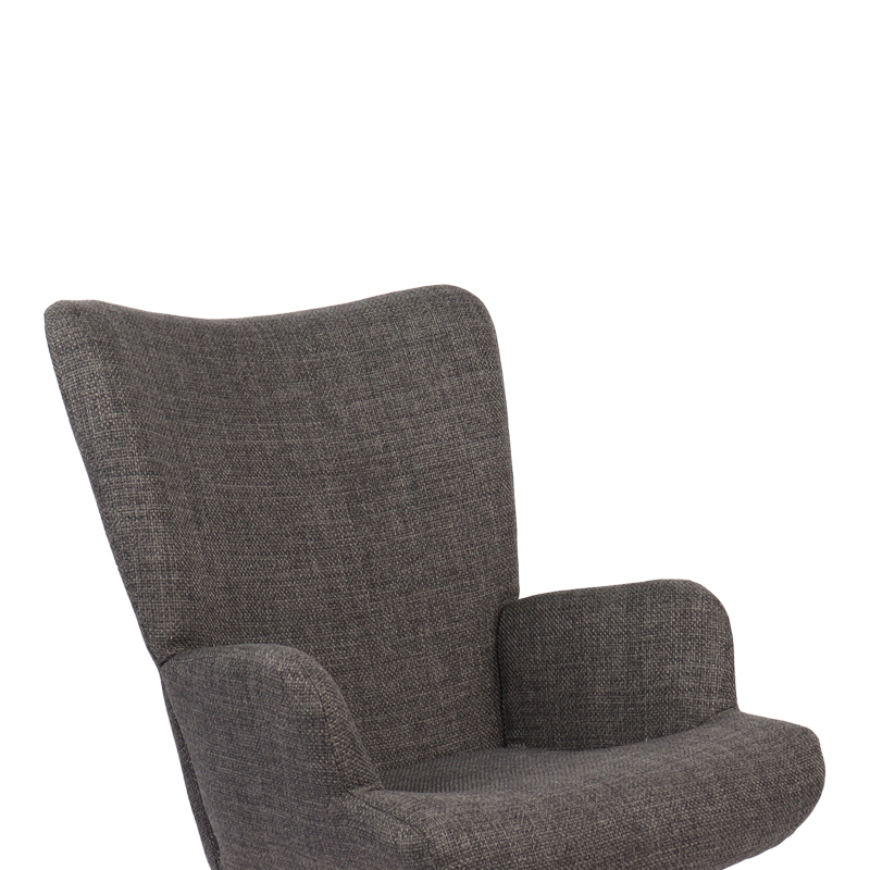 Rotating armchair Jianna pakoworld dark grey fabric and legs in natural color 79x64x89cm