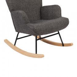 Rotating armchair Jianna pakoworld dark grey fabric and legs in natural color 79x64x89cm