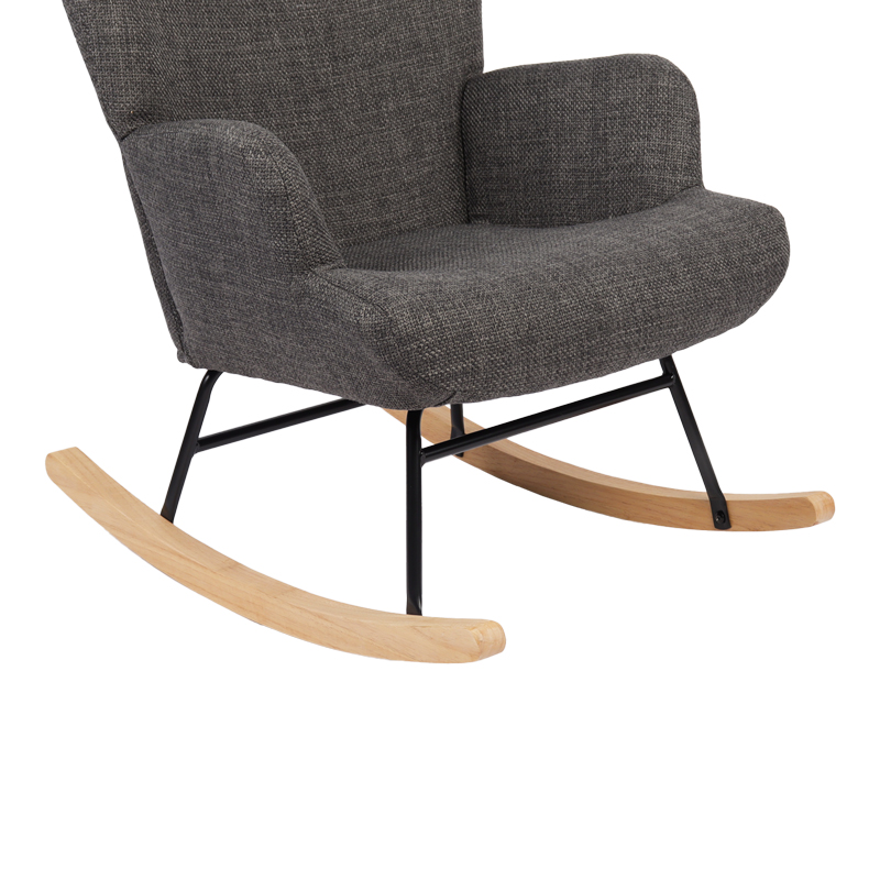 Rotating armchair Jianna pakoworld dark grey fabric and legs in natural color 79x64x89cm