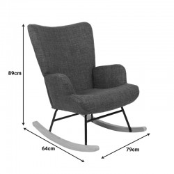 Rotating armchair Jianna pakoworld dark grey fabric and legs in natural color 79x64x89cm