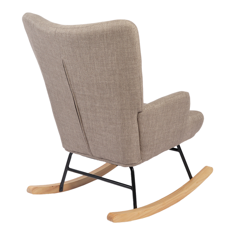 Rotating armchair Jianna pakoworld grey-beige fabric and legs in natural color 79x64x89cm