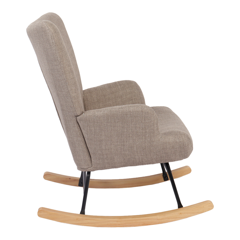 Rotating armchair Jianna pakoworld grey-beige fabric and legs in natural color 79x64x89cm
