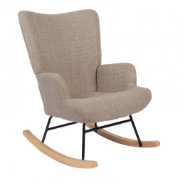 Rotating armchair Jianna pakoworld grey-beige fabric and legs in natural color 79x64x89cm