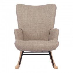 Rotating armchair Jianna pakoworld grey-beige fabric and legs in natural color 79x64x89cm